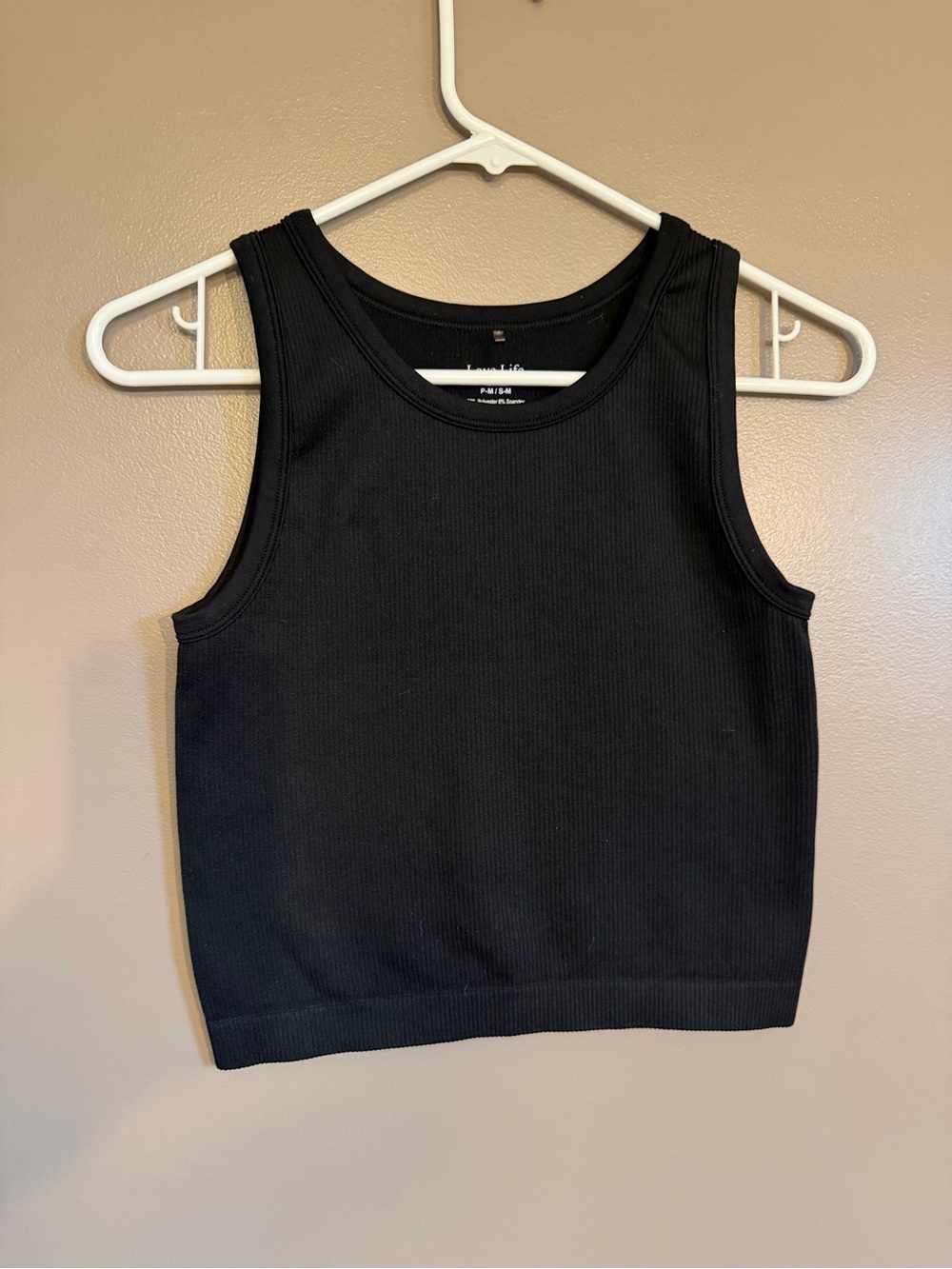 Love Life Black Ribbed Cropped Tank Top